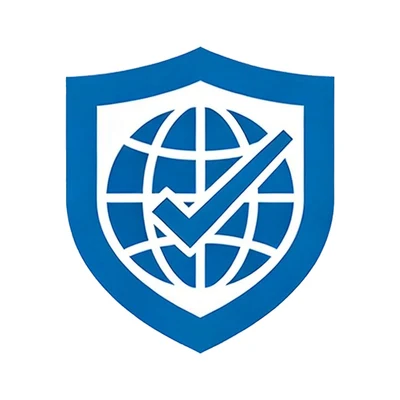 Shield and globe graphic